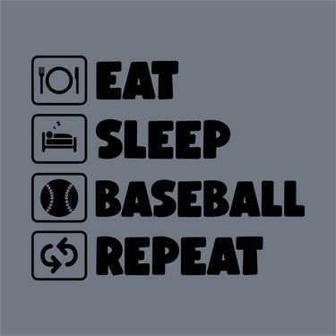 The Eat Sleep Baseball Repeat Icon Blocks DTF Transfer by InkMerge features bold icons for each phrase—perfect as a ready-to-press design for baseball moms, especially on gray shirts.